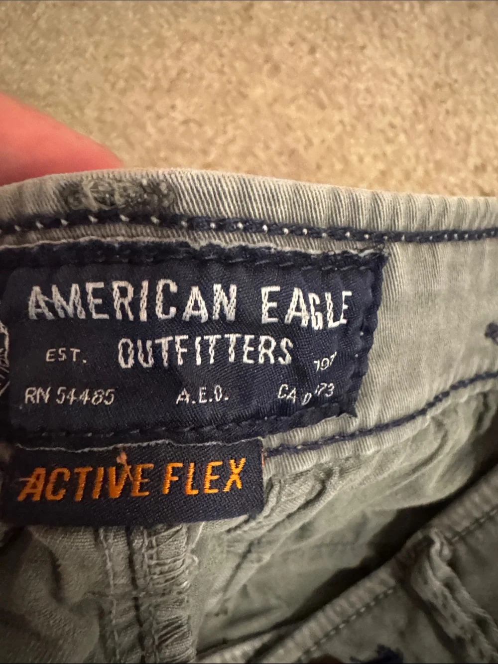 American Eagle Outfitters Men's Olive Flat-Front Cotton Shorts